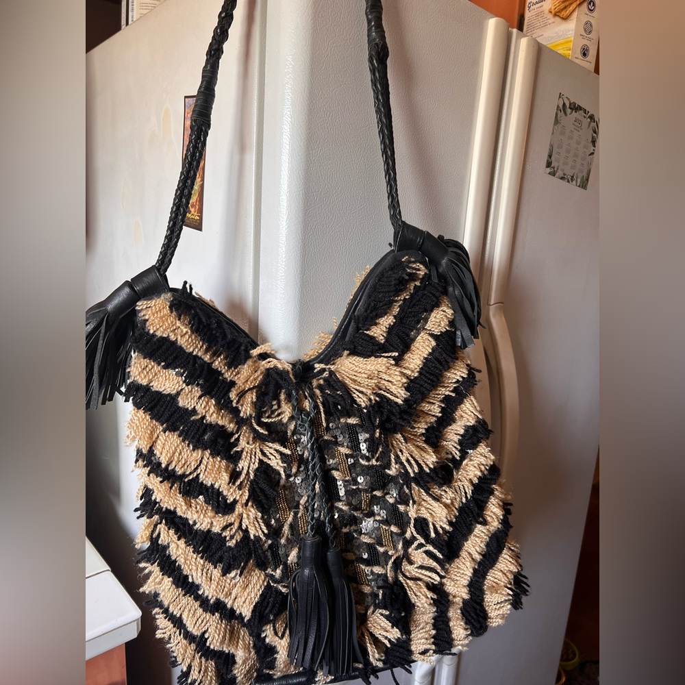 Antik Batik BoHo Black/ Cream over the shoulder bag
